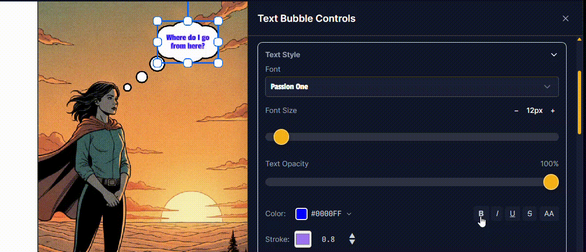 Styling text freely with fonts, sizes, and colors in Panel Haus